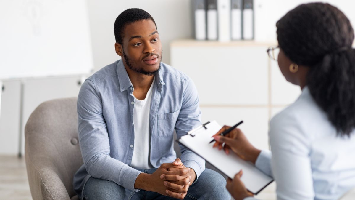Man getting help with his mental health