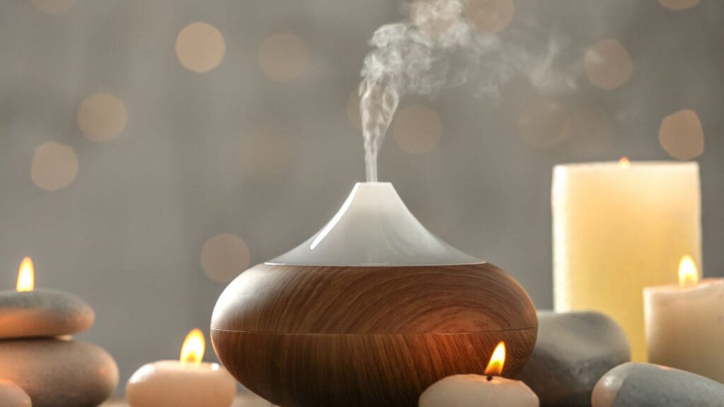 Essential oil diffuseer turned on