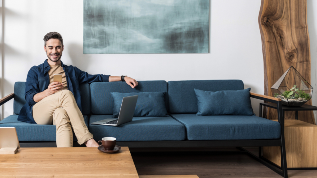 Man sitting on the couch relaxing