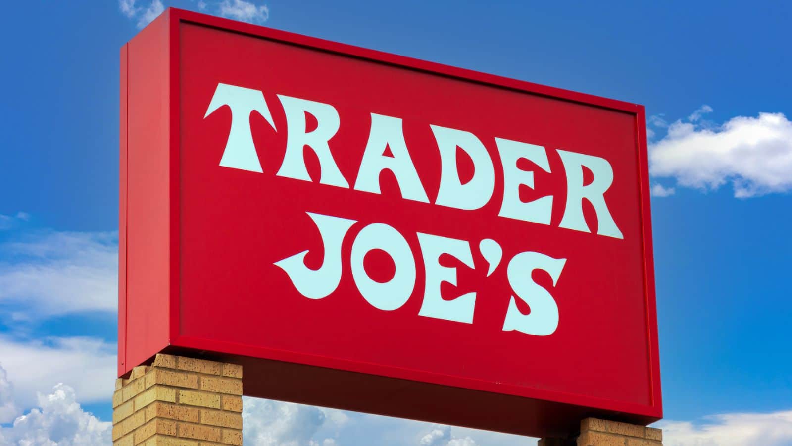 Large, red Trader Joe's sign