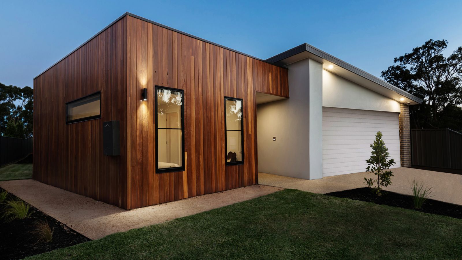 Modern house at night
