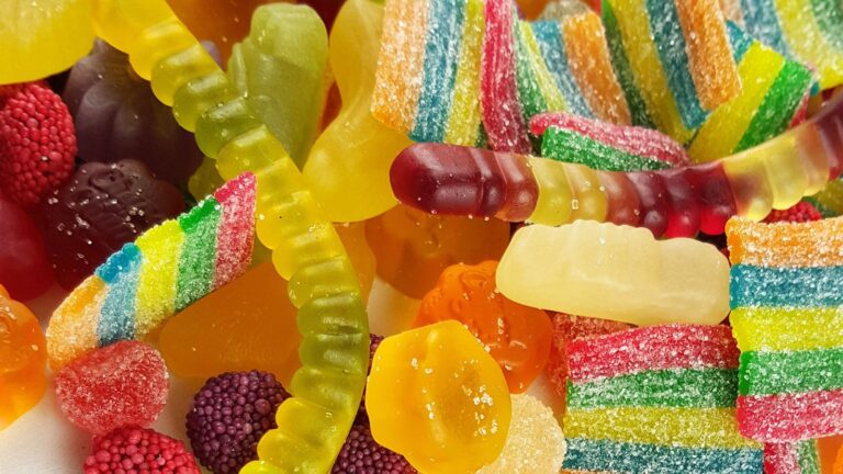 Closeup of gummy candies