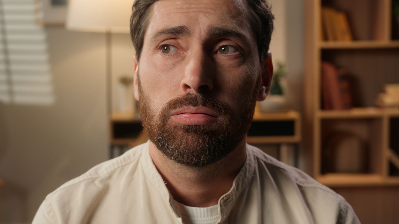 Closeup of man looking confused