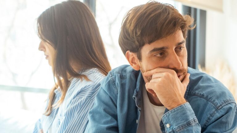 Couple giving each other the silent treatment