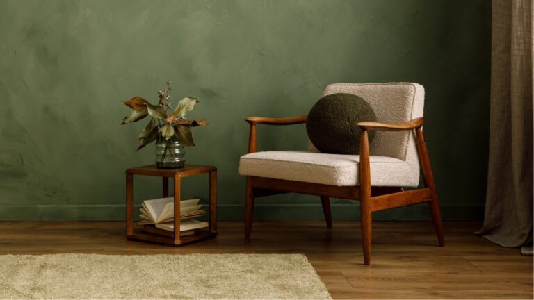 Chair and side table in a minimalist room