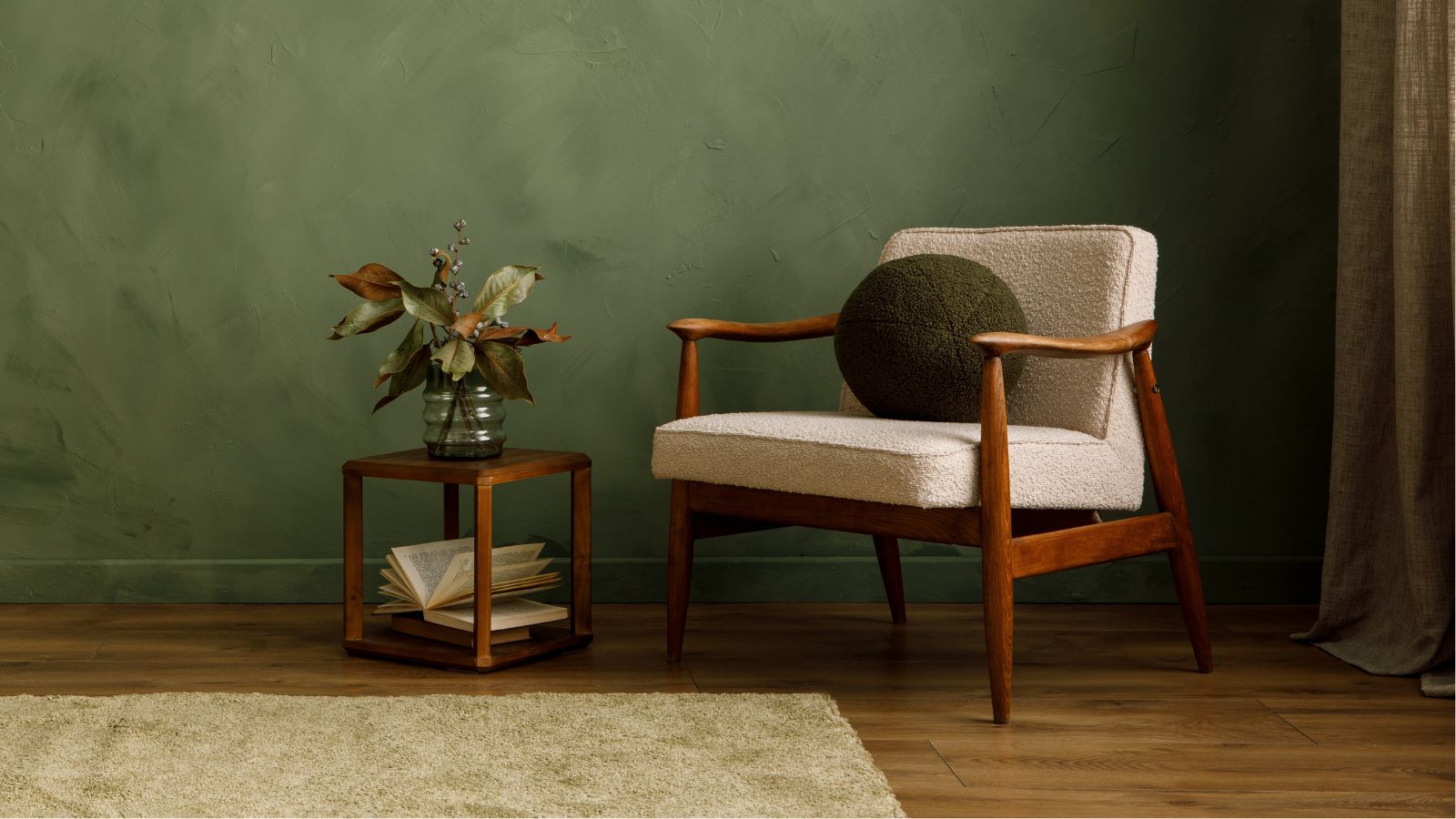 Chair and side table in a minimalist room