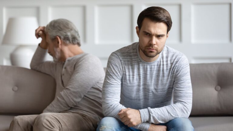Man looking angry with his father