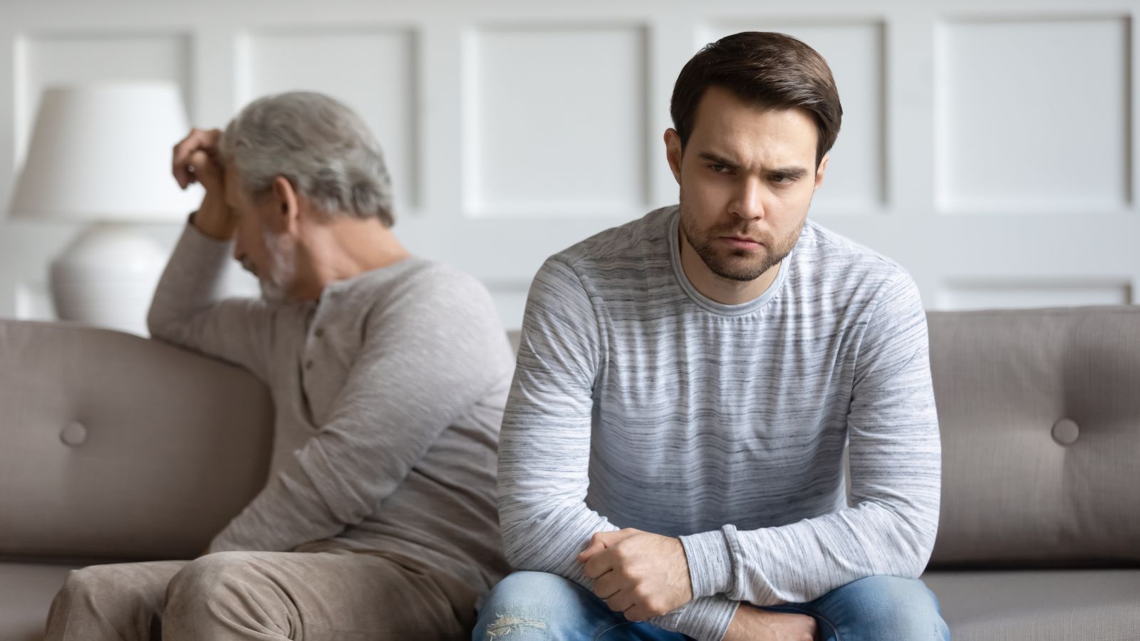 Man looking angry with his father