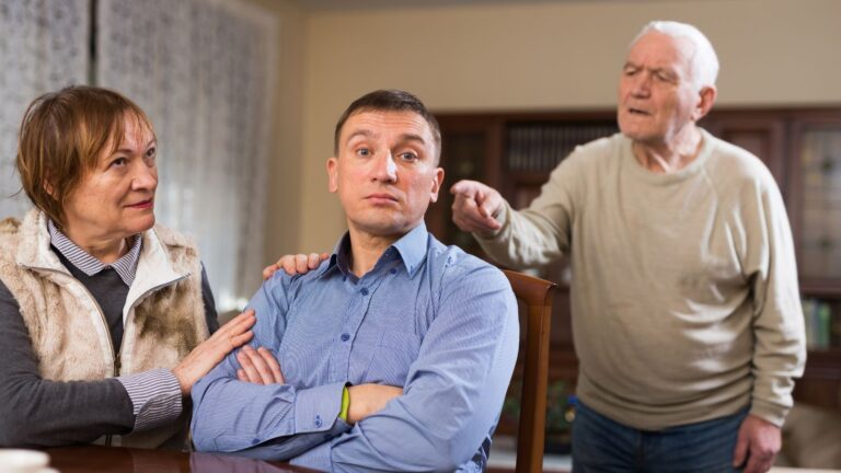 Mother and father angry at adult son