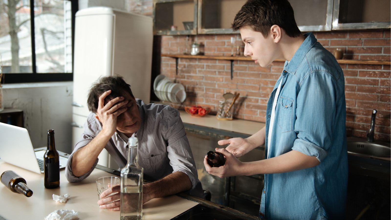 Son confronting drunk dad