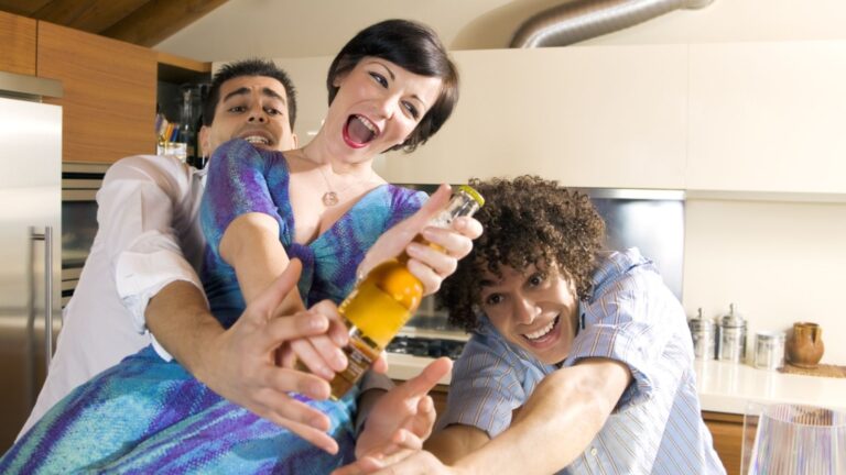 Loud group of friends partying