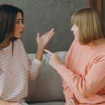 Mother being stern with her adult daughter