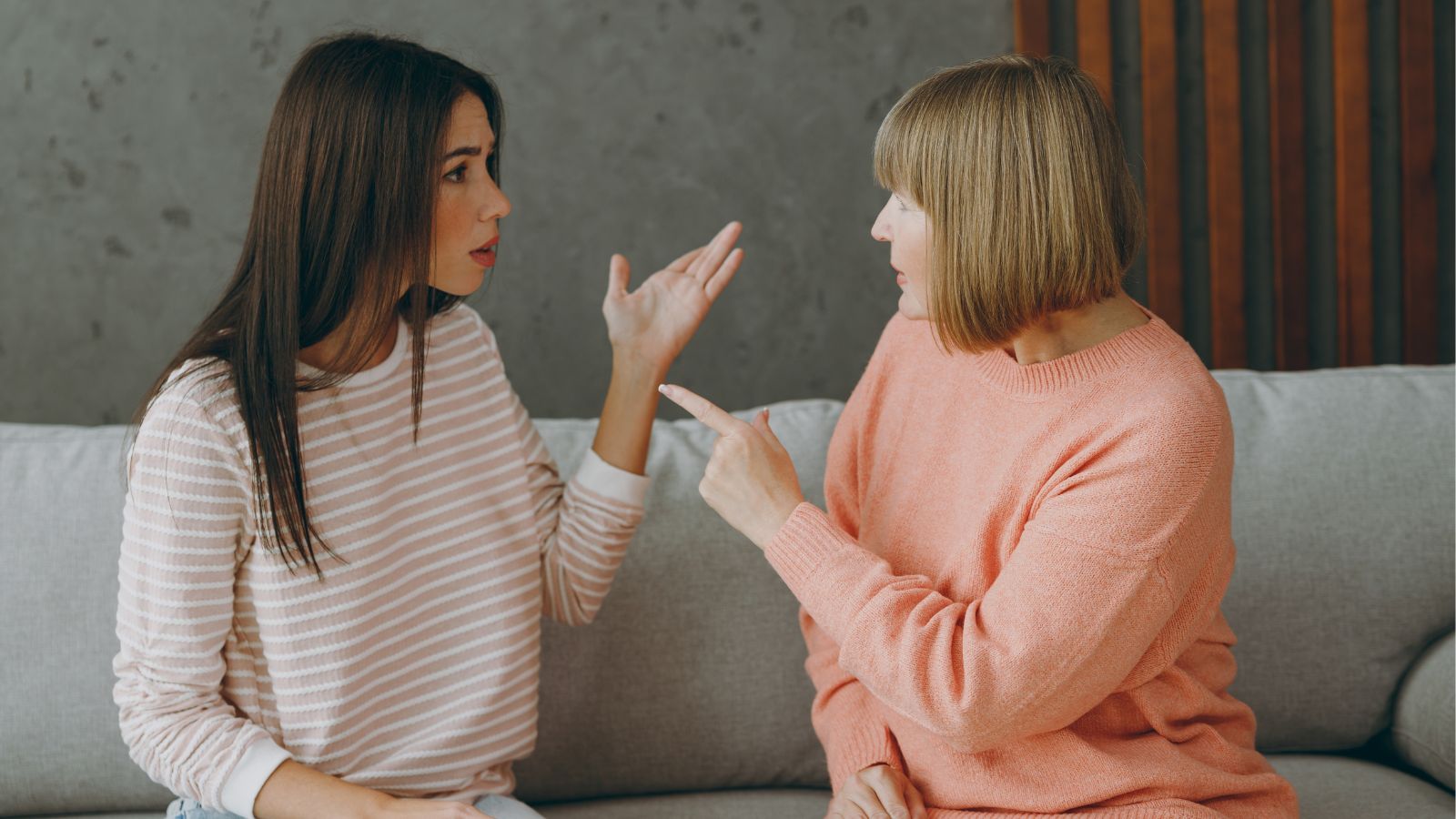 Mother being stern with her adult daughter