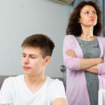Mother and teenage son angry with each other