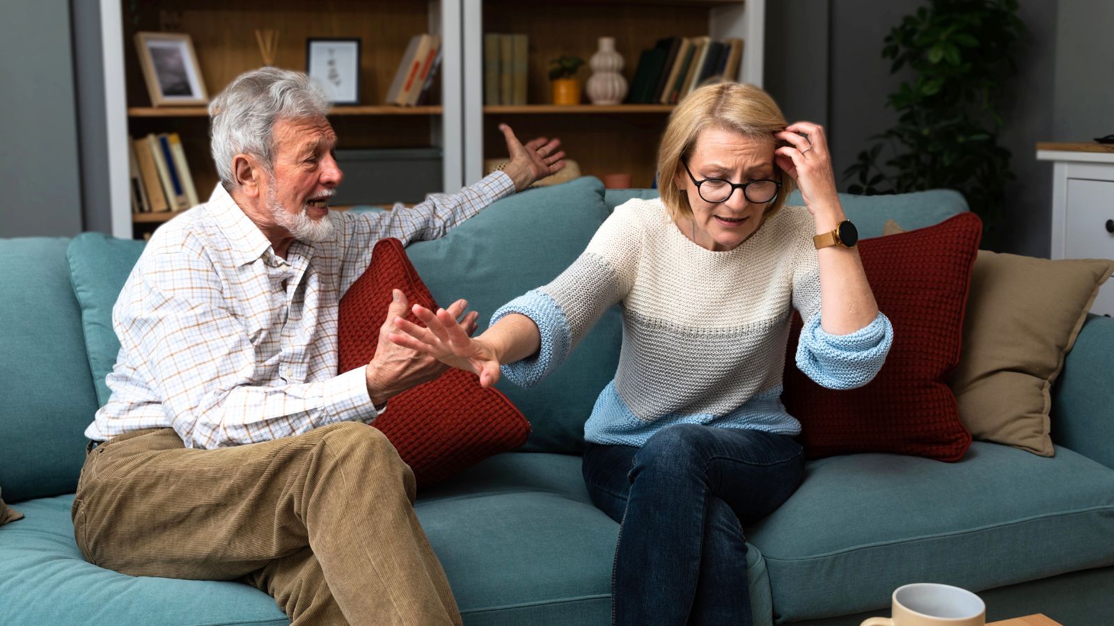 Older couple upset with each other