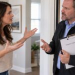 Woman and landlord having a argument