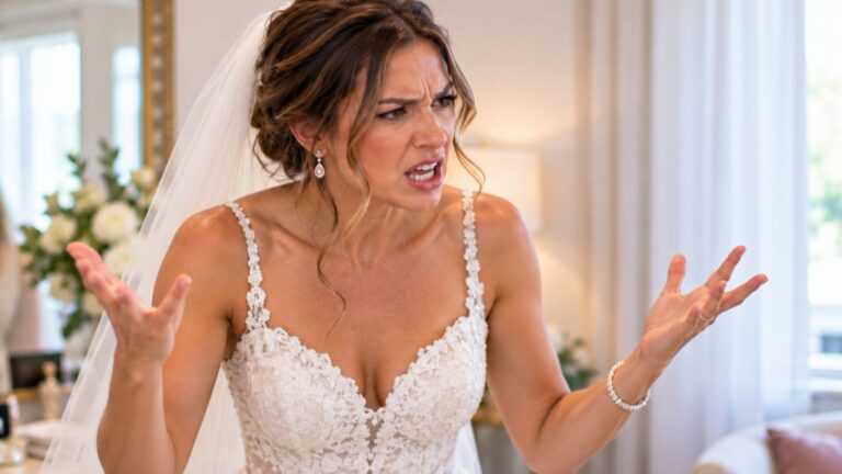 Bride looking upset and angry